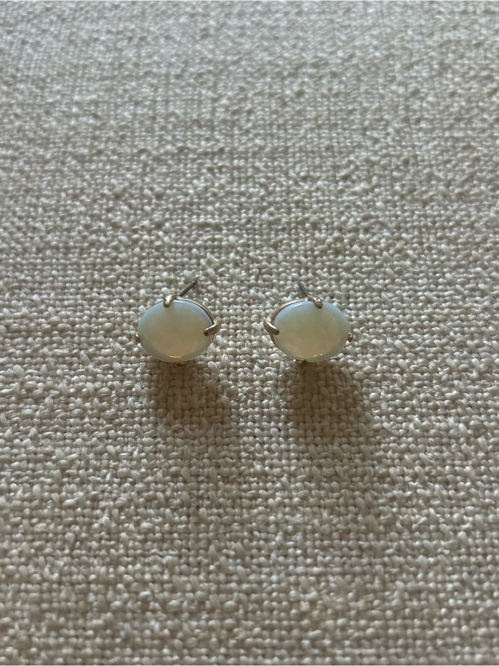 Gold Opal-Effect Stud Earrings — Opalescent White